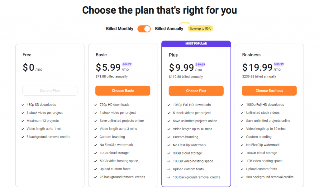 Flexclip Pricing Plans